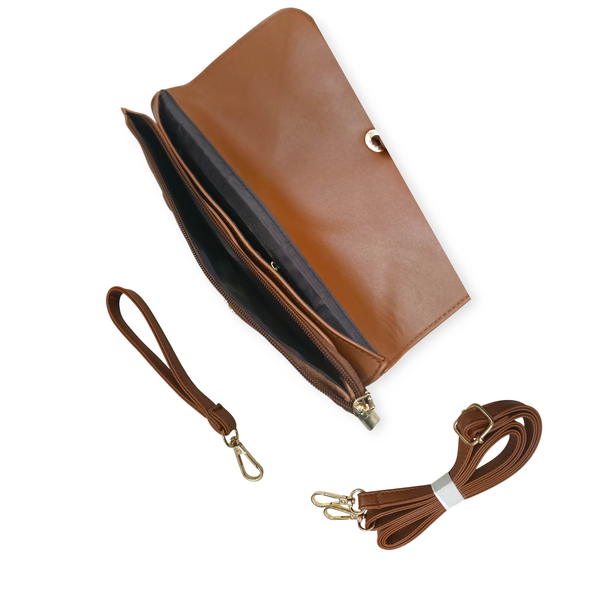 CLASP-LOCK STITCH PATTERN ENVELOPE CLUTCH