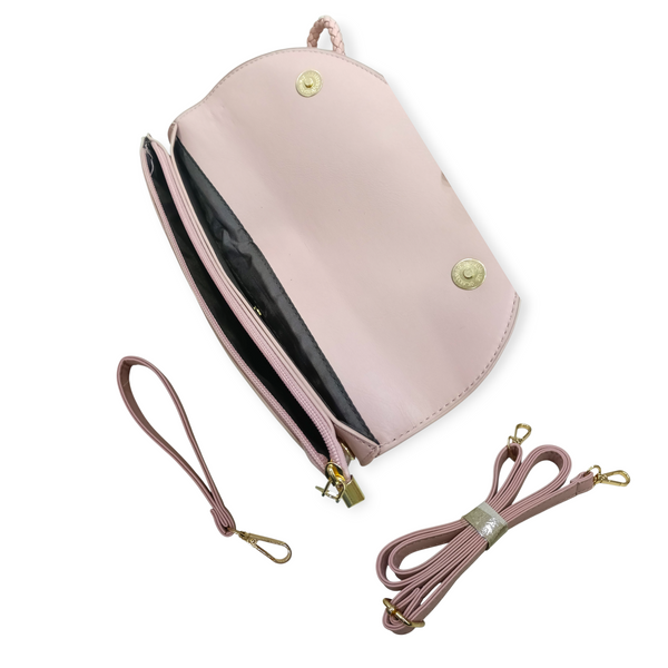BRAIDED HANDLE ENVELOPE CLUTCH