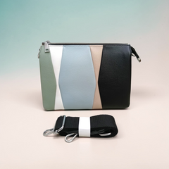 COLOR BLOCKED GEOMETRIC SLING BAG
