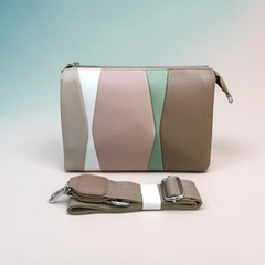 COLOR BLOCKED GEOMETRIC SLING BAG