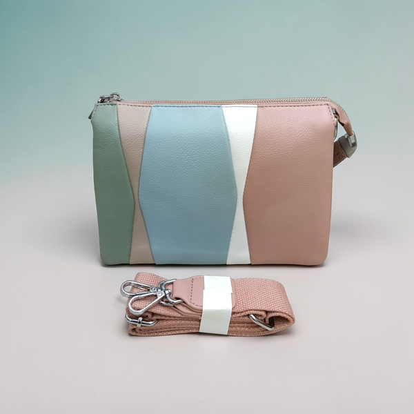 COLOR BLOCKED GEOMETRIC SLING BAG