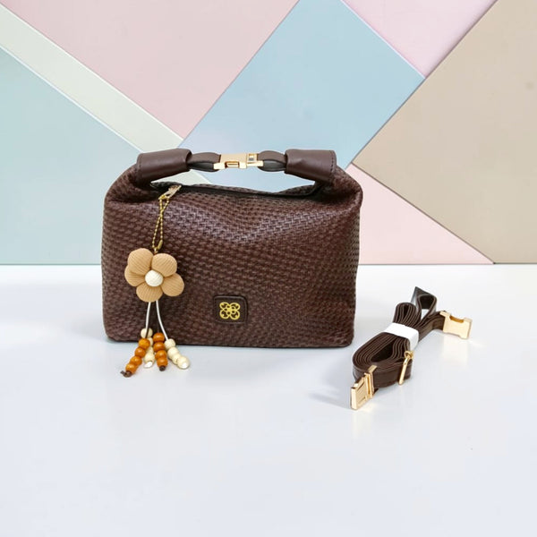 HOUNDSTOOTH TOP-HANDLE BAG