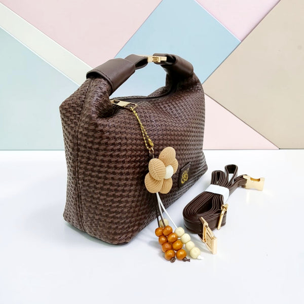 HOUNDSTOOTH TOP-HANDLE BAG