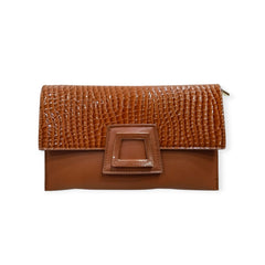 Croc-Skin Patterned Envelope Clutch